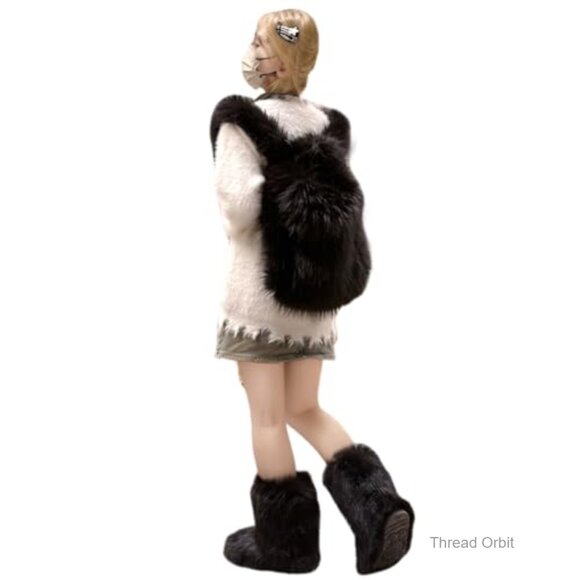 Faux Fur Plush Fluffy Fashion Backpack, Spacious Main Compartment main image 4